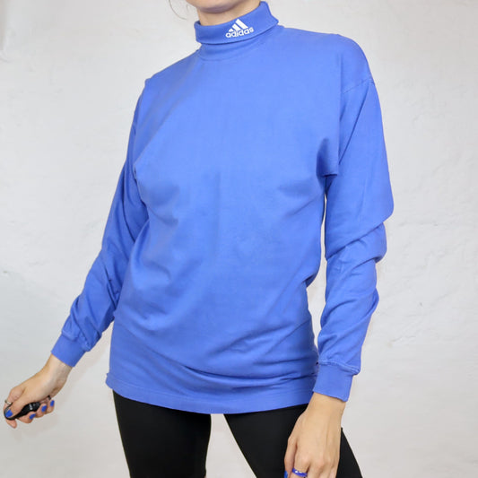 Vintage 80er 90er ADIDAS Shirt Rollkragenshirt langarm blau S