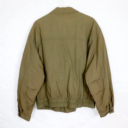 Vintage 80s 90s STRATOS lightweight jacket khaki shoulder pads L