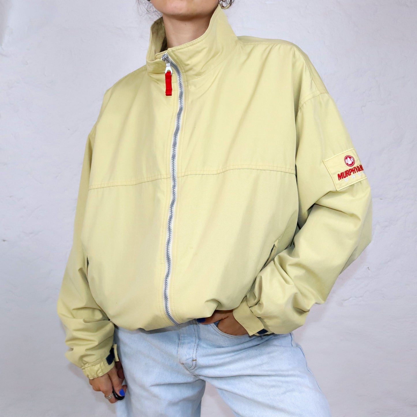 Vintage 80er 90er MURPHY & NYE Jacke leicht gefüttert Stehkragen gelb XXL