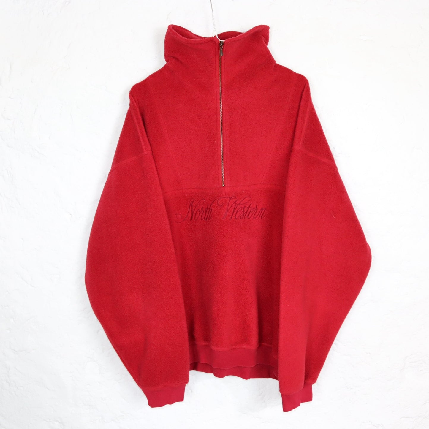 Vintage 80er 90er NORTH WESTERN Fleecepullover Pullover Stehkragen rot XXL