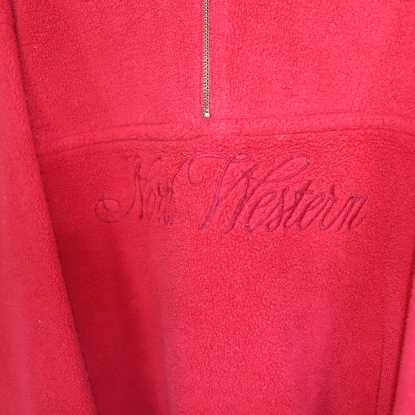 Vintage 80er 90er NORTH WESTERN Fleecepullover Pullover Stehkragen rot XXL