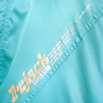 Vintage 80s 90s SUPER STAR thin jacket stand-up collar shiny turquoise M
