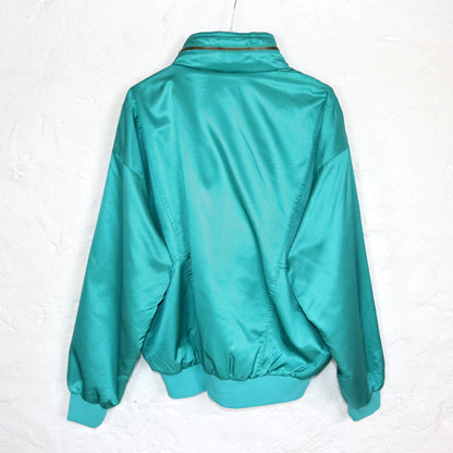 Vintage 80s 90s SUPER STAR thin jacket stand-up collar shiny turquoise M