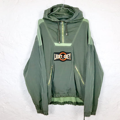 Vintage 80s 90s BELFE windbreaker jacket overcoat shiny khaki L 52