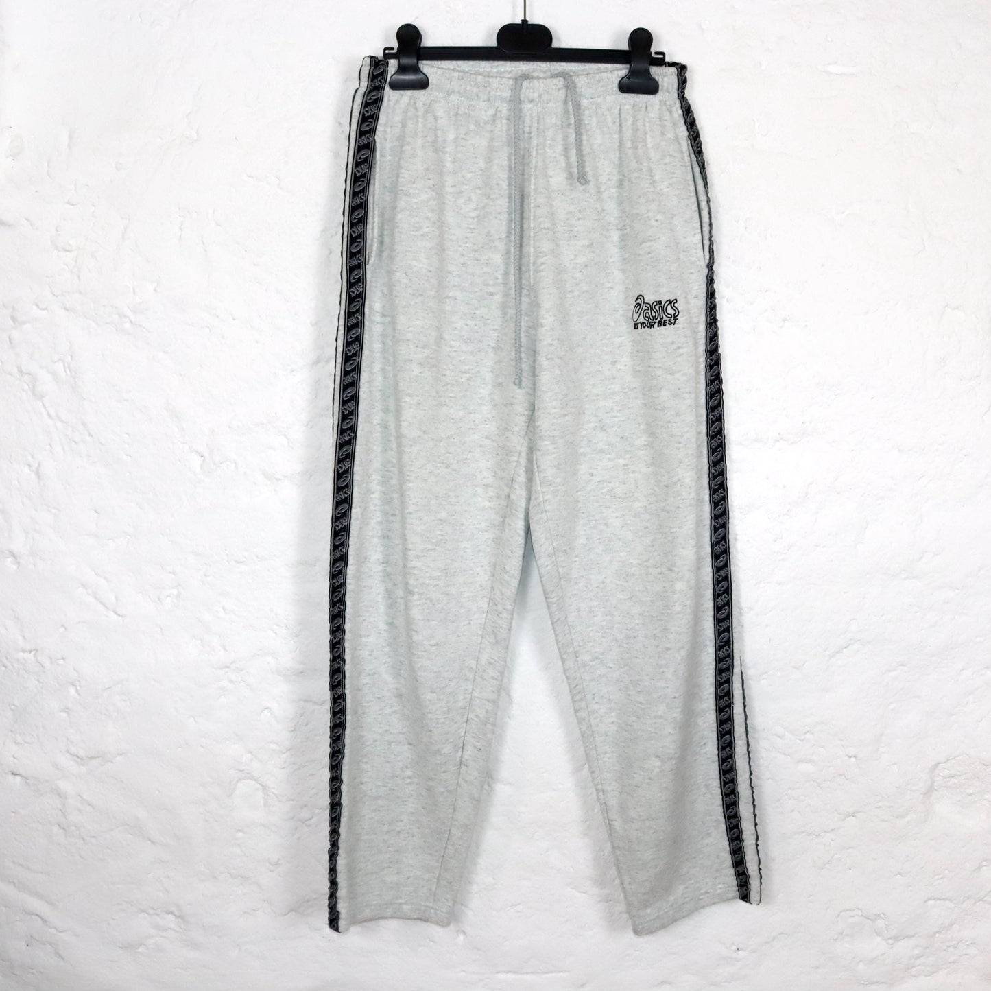 Vintage 80s 90s ASICS jogging pants training pants grey black S/M