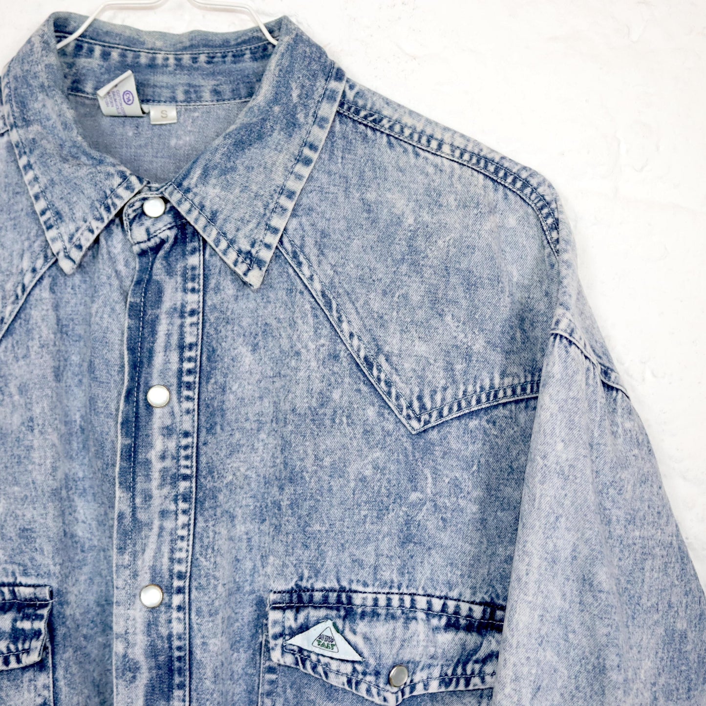 Vintage 80s 90s NEW FAST denim shirt stonewashed long sleeve S