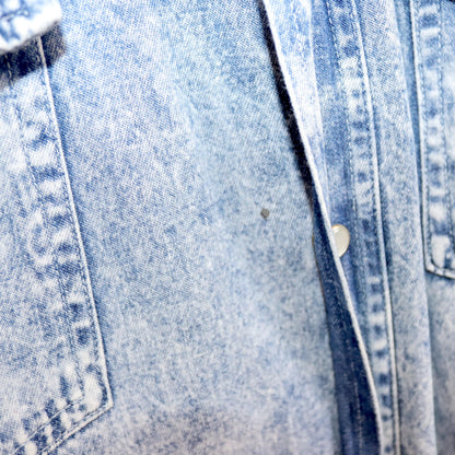 Vintage 80s 90s NEW FAST denim shirt stonewashed long sleeve S