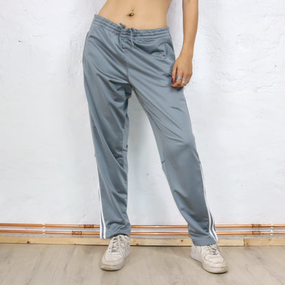 Vintage 80s 90s ADIDAS jogging pants tracksuit bottoms baggy straight leg grey D4 L