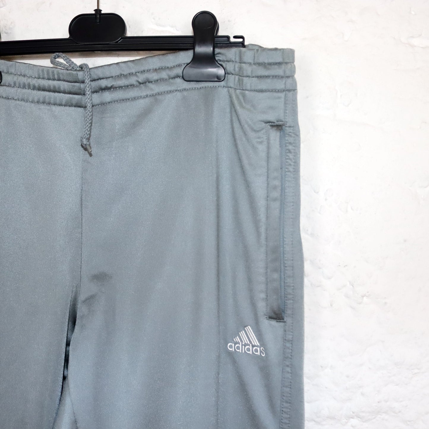 Vintage 80s 90s ADIDAS jogging pants tracksuit bottoms baggy straight leg grey D4 L
