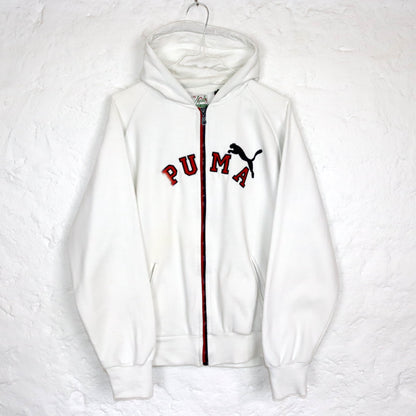 Vintage 80er 90er APPLE ACTIVE Puma“ Hoodie Jacke weiß rot M/L