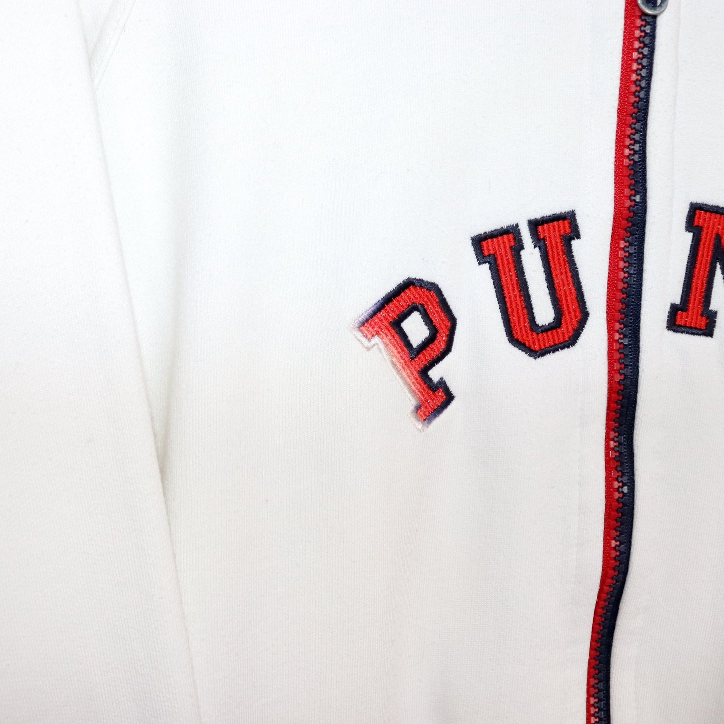 Vintage 80er 90er APPLE ACTIVE Puma“ Hoodie Jacke weiß rot M/L