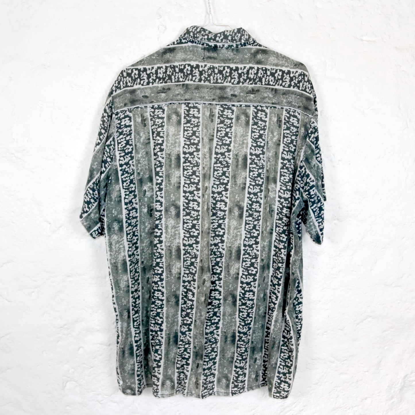 Vintage 80er 90er PASSWORLD Hemd kurzarm crazy pattern grau M