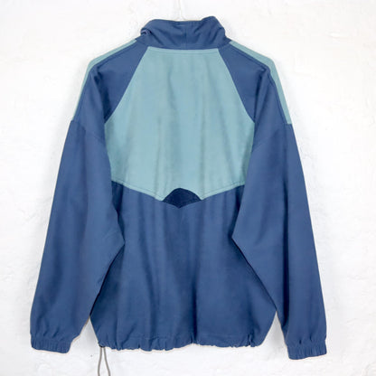 Vintage 80s 90s GREEKSTROKE PARK jacket overcoat stand-up collar blue velvet S