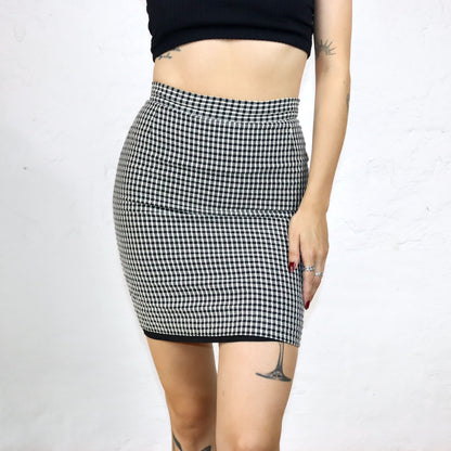 Vintage 80s 90s BYBLOS skirt mini skirt checked black and white Made in Italy S