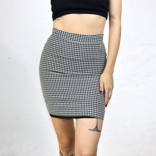Vintage 80s 90s BYBLOS skirt mini skirt checked black and white Made in Italy S