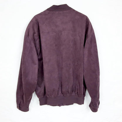 Vintage 80s 90s ODERMARK bomber jacket blouson suede look purple 54 L