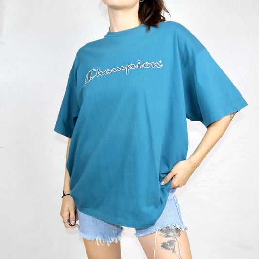 Vintage 80s 90s CHAMPION T-Shirt short sleeve turquoise XXL