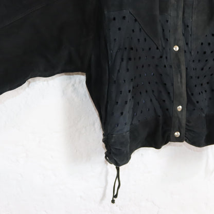 Vintage 80s 90s SAMA leather jacket suede hole pattern tailored bomber cut M