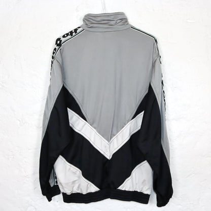 Vintage 80s 90s LOTTO tracksuit jacket stand-up collar black beige white M