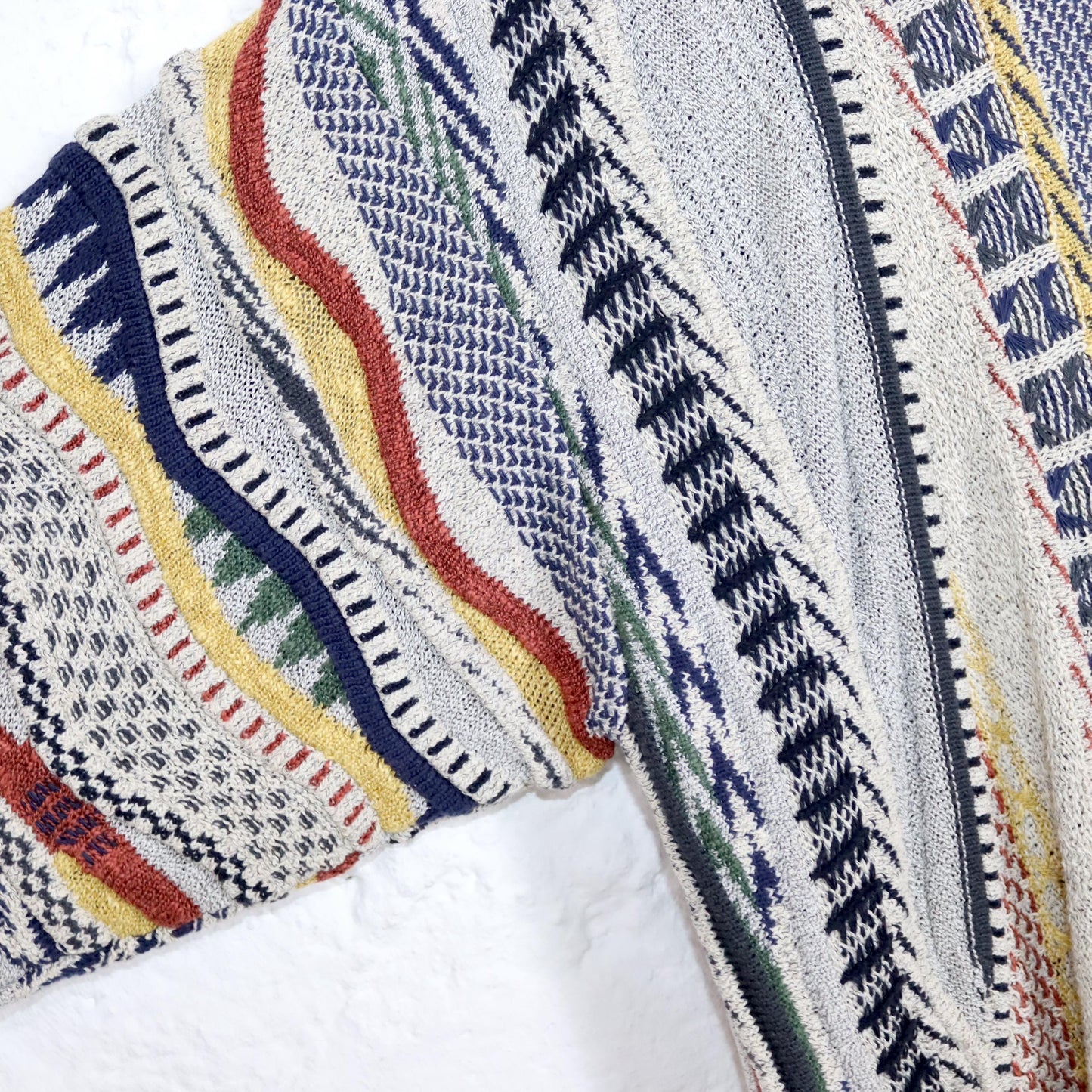 Vintage 80er 90er Coogi Style Pullover Strickpullover V-Ausschnitt bunt L