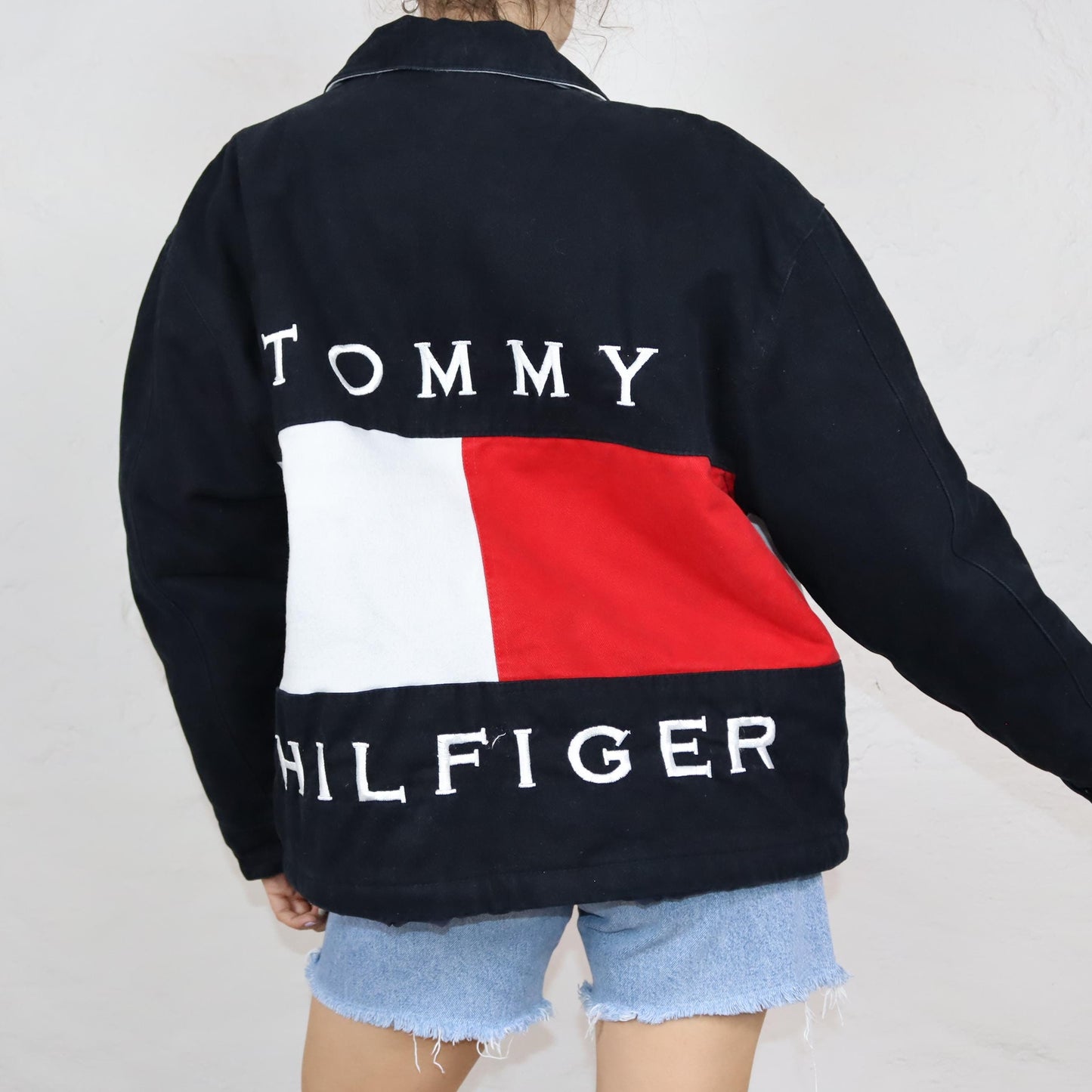 Vintage 80s 90s TOMMY HILFIGER Sailing Gear Rare Jacket lined collar white red black S