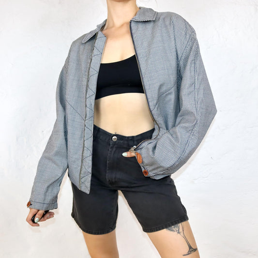 Vintage 80s 90s GUIDO PELLEGRINI thin jacket checked black and white Blouson 50 L