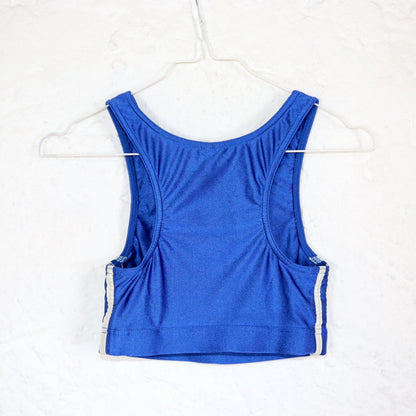 Vintage 80er 90er ADIDAS Sport BH Crop Top blau glänzend S