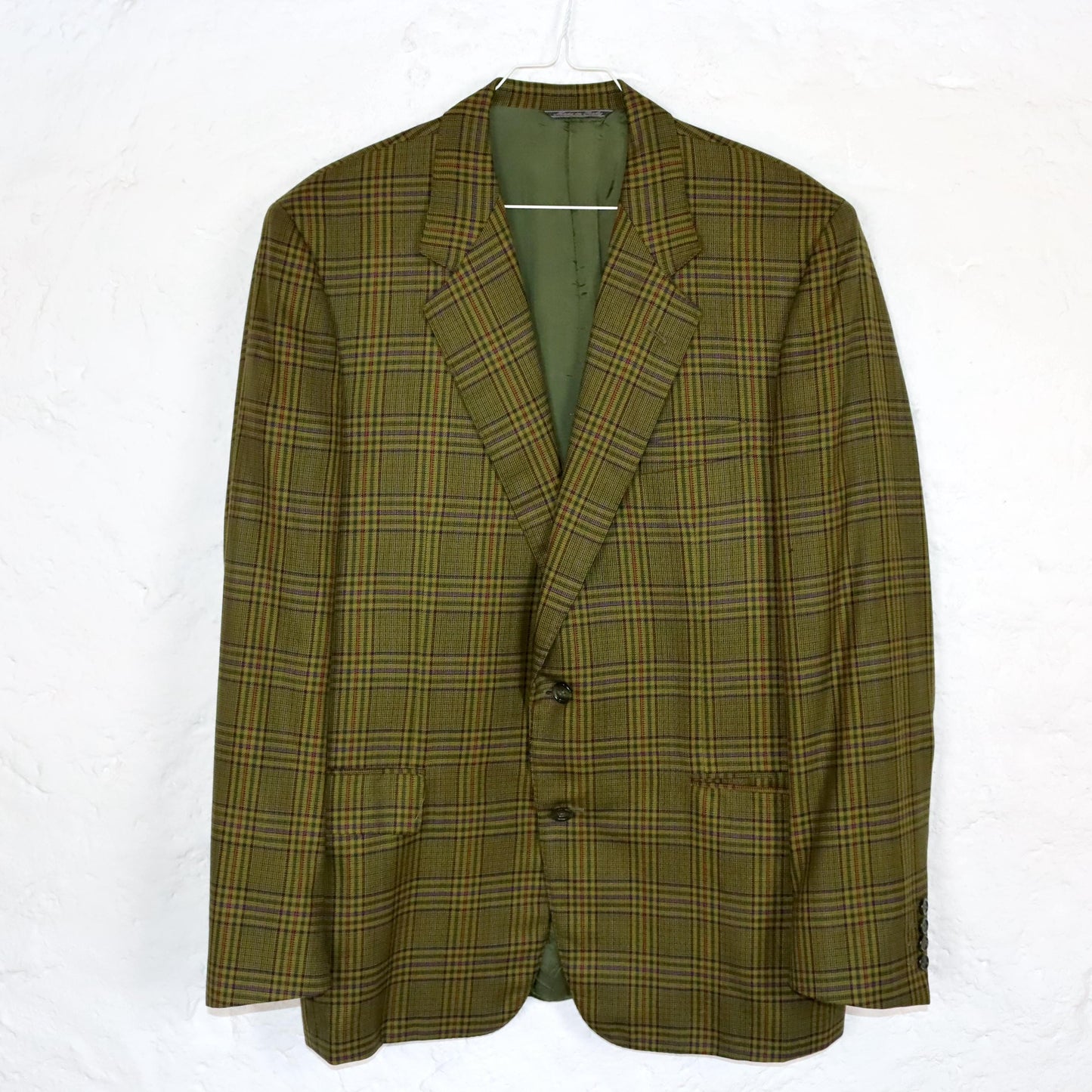 Vintage 80er 90er LEONI PARMA Blazer kariert Schulterpolster Wollblazer Wolle 50L
