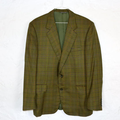 Vintage 80er 90er LEONI PARMA Blazer kariert Schulterpolster Wollblazer Wolle 50L