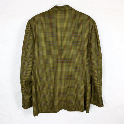 Vintage 80er 90er LEONI PARMA Blazer kariert Schulterpolster Wollblazer Wolle 50L