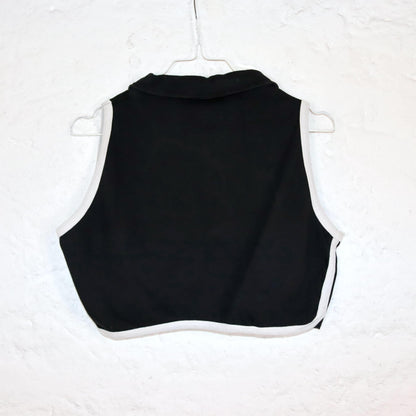 Vintage 80s 90s Y2k UNCLE SAM Crop Top sleeveless collar black white M