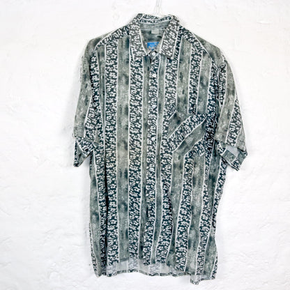 Vintage 80er 90er PASSWORLD Hemd kurzarm crazy pattern grau M