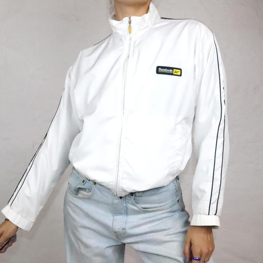 Vintage 80s 90s Y2k REEBOK track jacket thin jacket stand-up collar white S/M