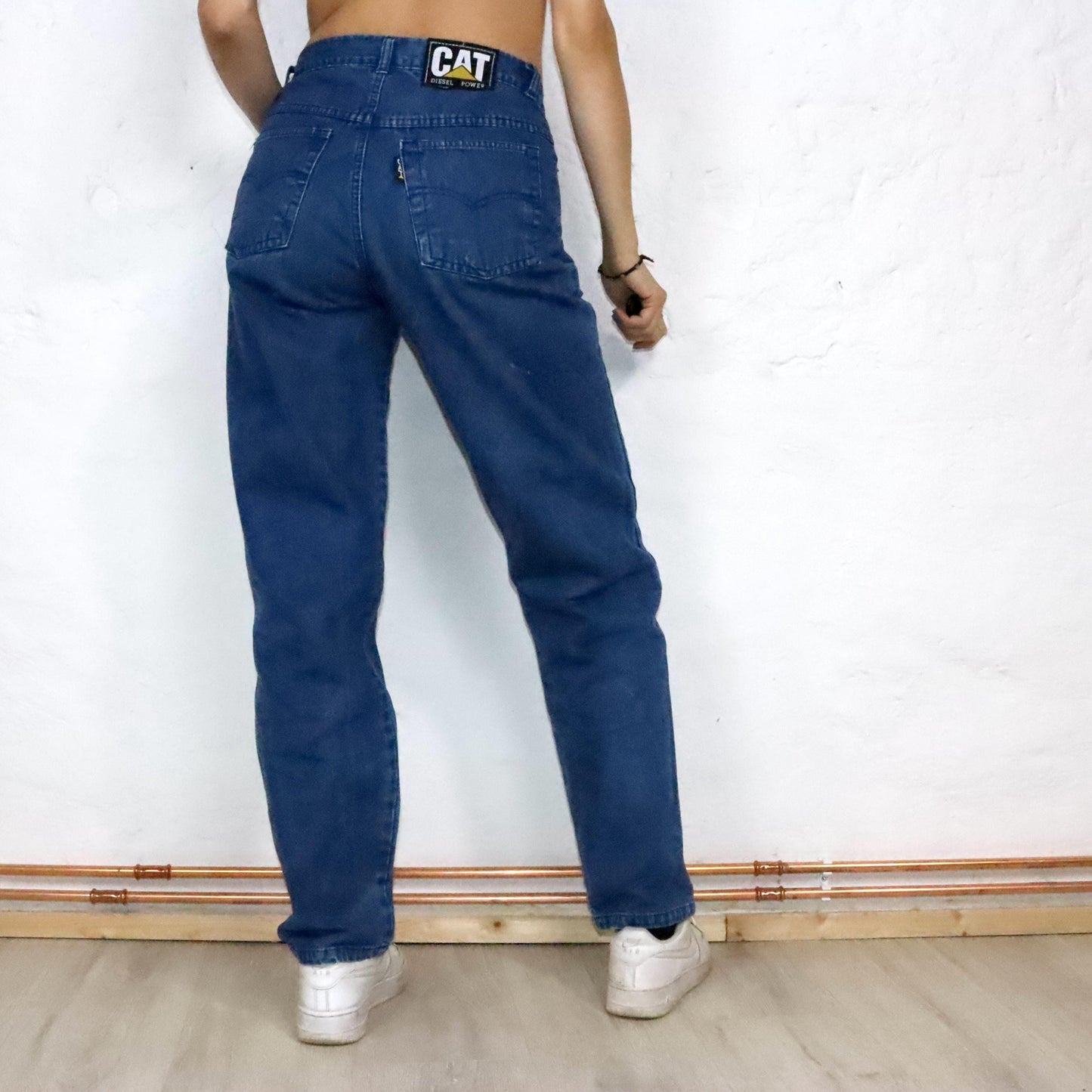 Vintage 80s 90s CAT jeans pants highwaist straight leg blue W33