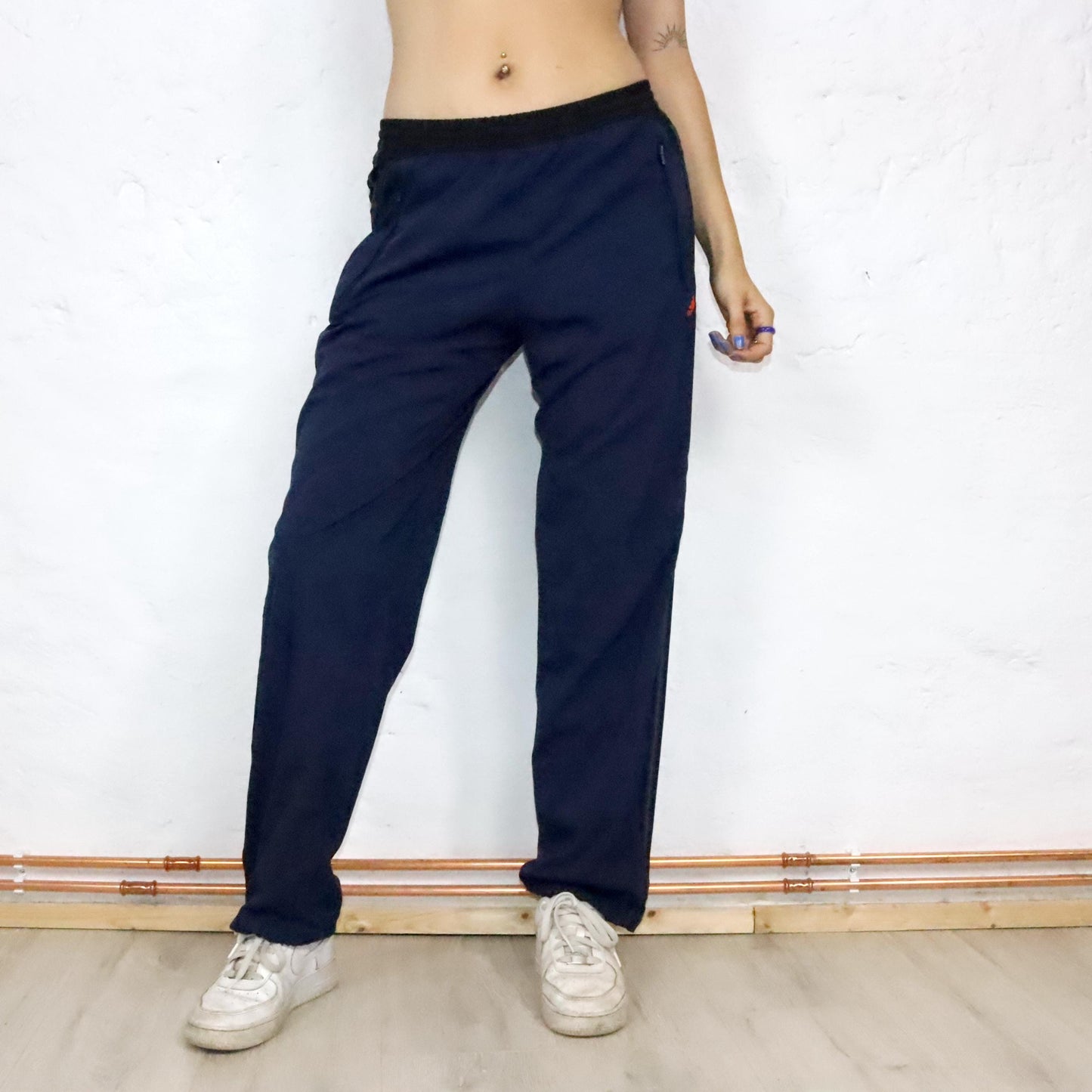 Vintage 90s 00s Y2k ADIDAS climacool tracksuit bottoms jogging pants straight leg dark blue M
