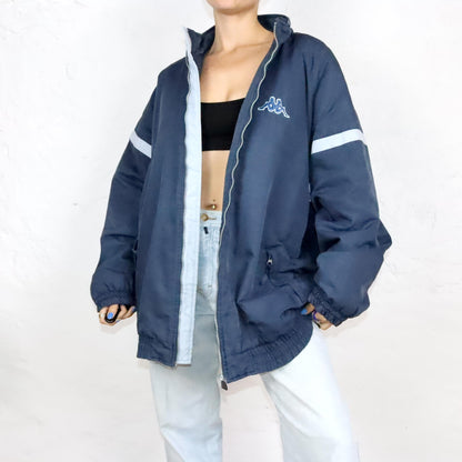 Vintage 80s 90s KAPPA jacket lightly lined stand-up collar dark blue 3XL