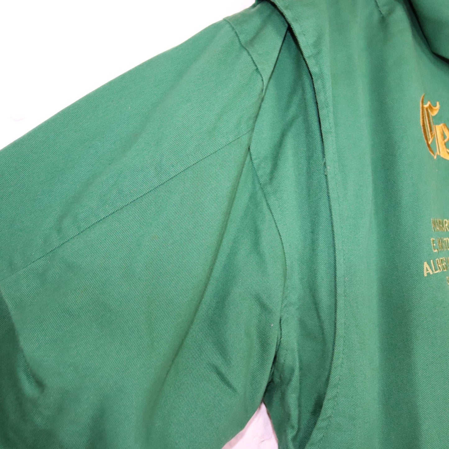 Vintage 80s 90s FULL BRIGHT bomber jacket lightly lined with hood embroidered green yellow M