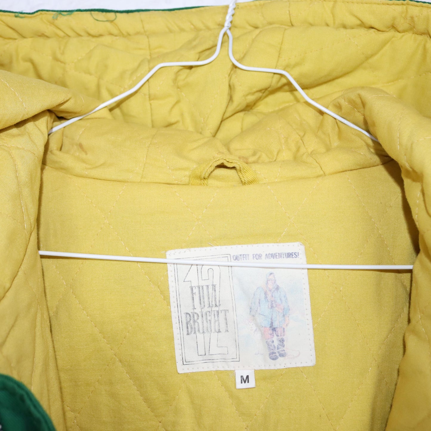 Vintage 80s 90s FULL BRIGHT bomber jacket lightly lined with hood embroidered green yellow M