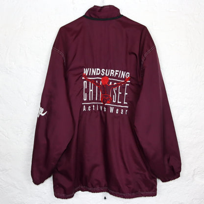 Vintage 80s 90s CHIEMSEE windbreaker rain jacket double-layered embroidery dark purple XL