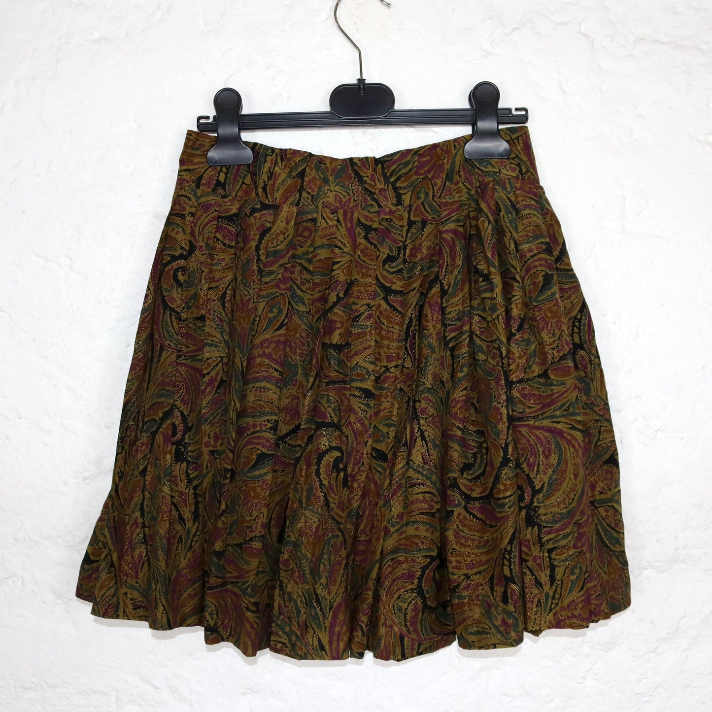 Vintage 80s 90s pleated skirt silk skirt short crazy pattern 36
