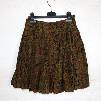 Vintage 80s 90s pleated skirt silk skirt short crazy pattern 36
