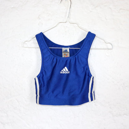 Vintage 80er 90er ADIDAS Sport BH Crop Top blau glänzend S