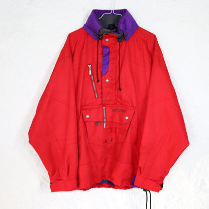 Vintage 80s 90s NEVICA windbreaker rain jacket stand-up collar overcoat ski red M