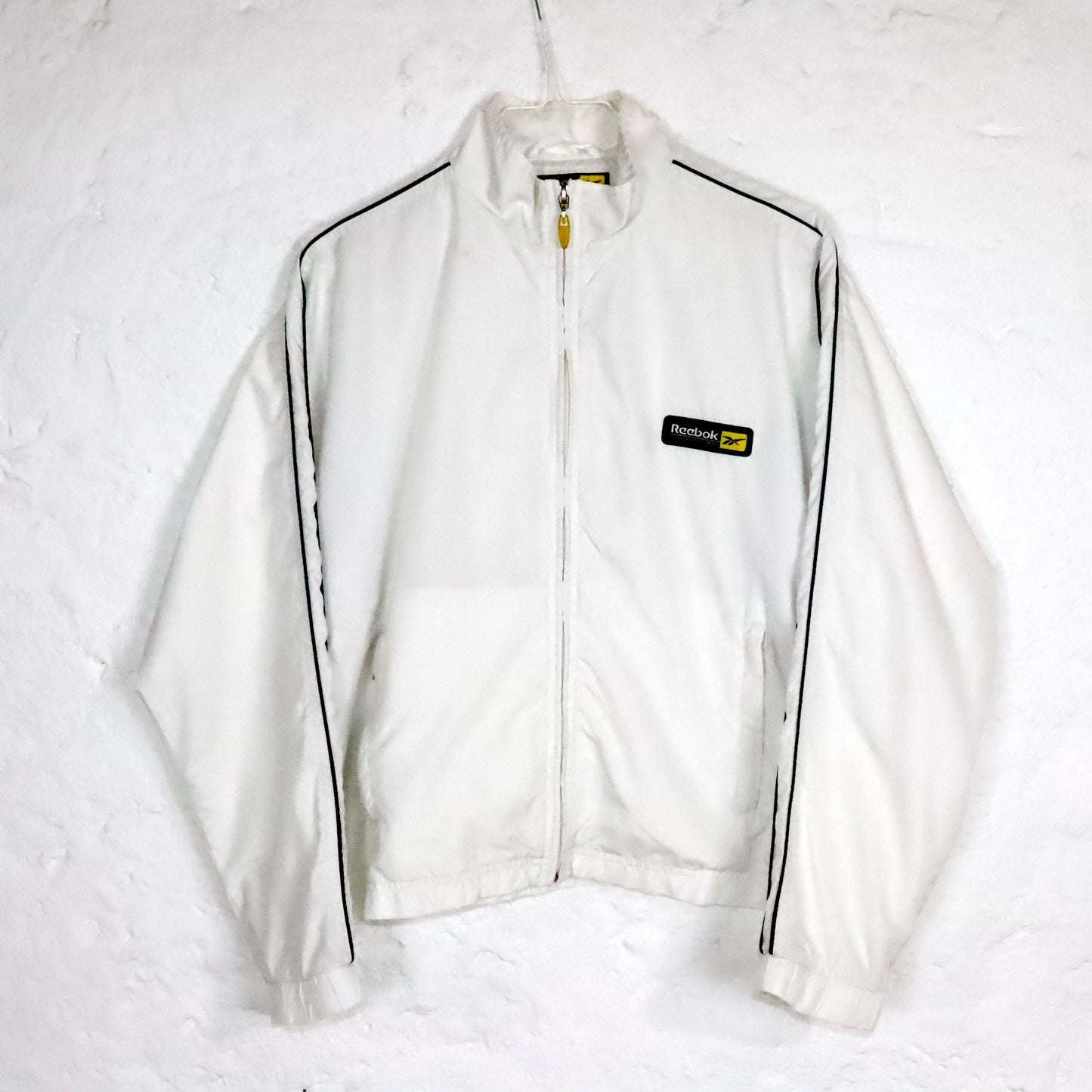 Vintage 80s 90s Y2k REEBOK track jacket thin jacket stand-up collar white S/M