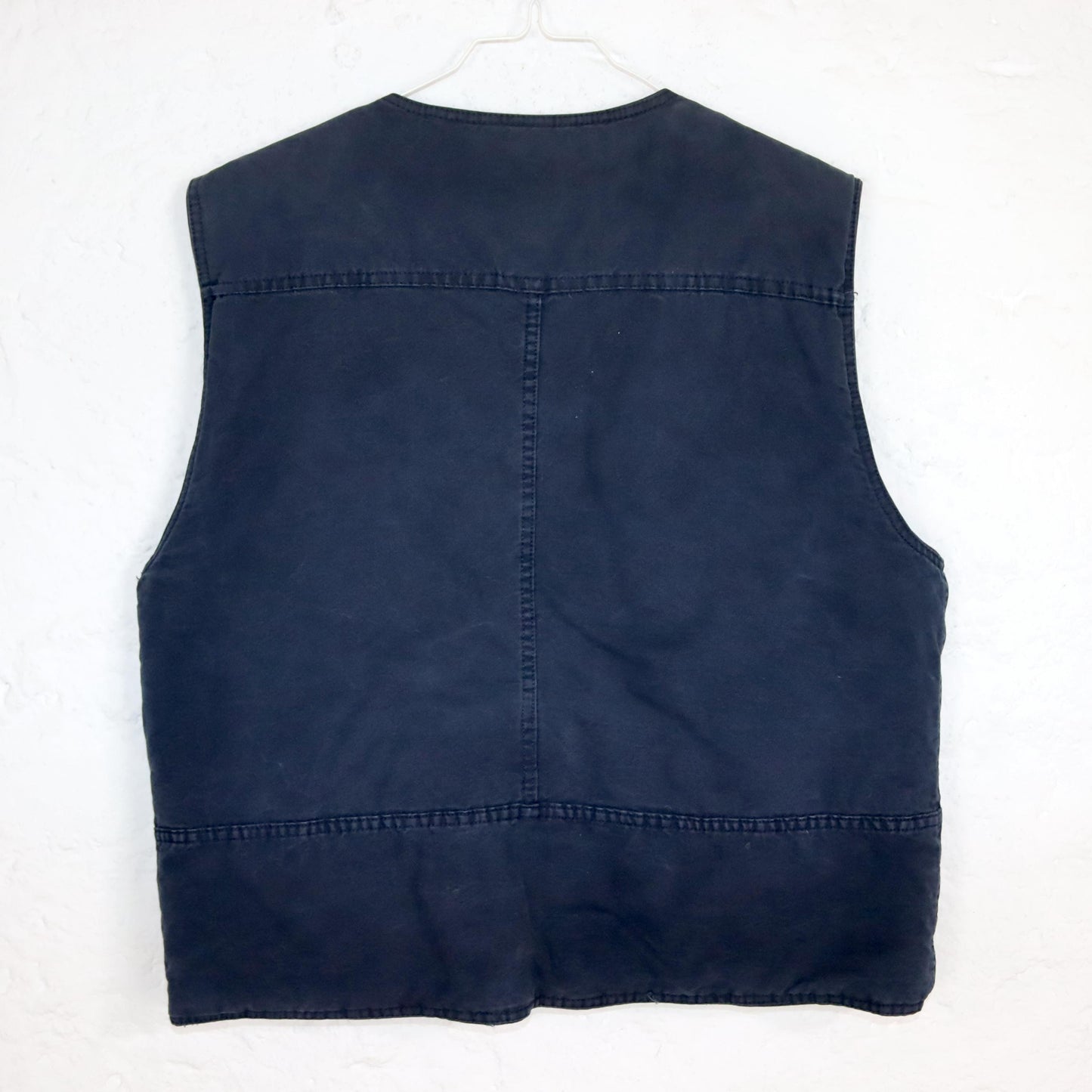 Vintage 80s 90s BRUGI cargo vest lined fake fur dark blue L