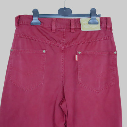 Vintage 80er 90er ENERGY Jeans Hose gerades Bein regular fit dunkelrot W33