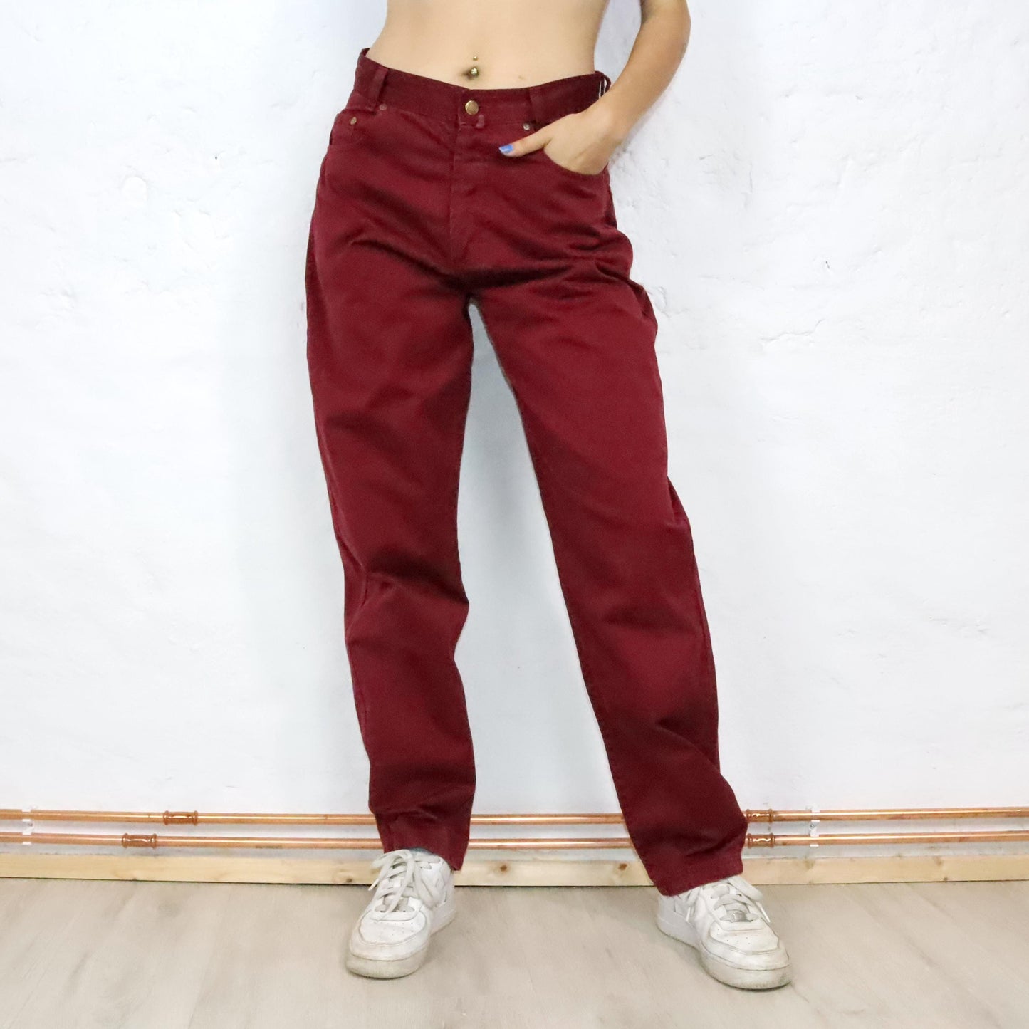 Vintage 80er 90er ENERGY Jeans Hose gerades Bein regular fit dunkelrot W33