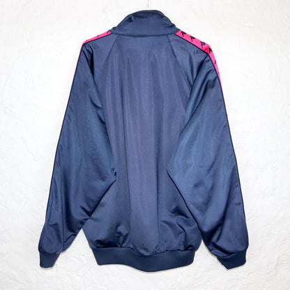 Vintage 80s 90s KAPPA tracksuit jacket stand-up collar dark blue pink XL