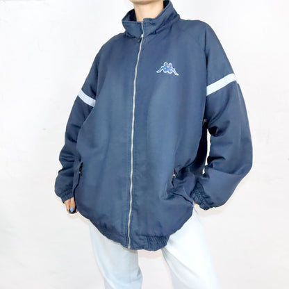Vintage 80s 90s KAPPA jacket lightly lined stand-up collar dark blue 3XL