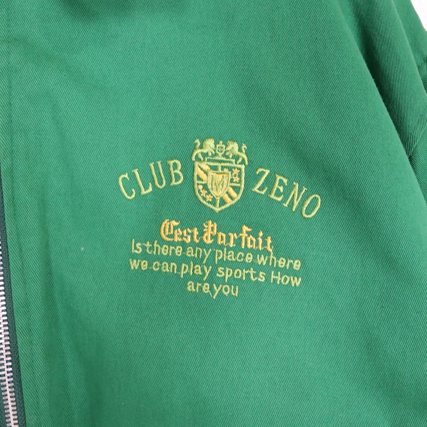 Vintage 80s 90s FULL BRIGHT bomber jacket lightly lined with hood embroidered green yellow M